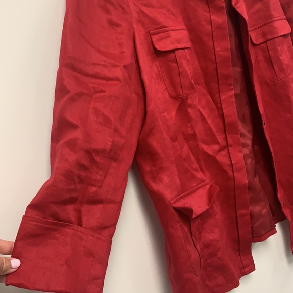 Valerie Stevens size 12 Red Linen Jacket - Picture 5 of 10